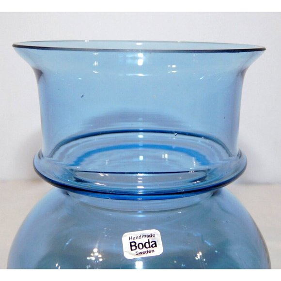 Vintage Kosta Boda Sweden 12cm  Blue Glass Hurricane Candle holder Vase - Picture 6 of 16